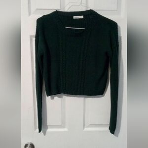 Chic Dark Green Cable Knit Sweater